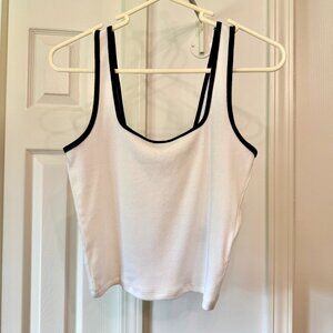 Abercrombie & Fitch | Essentials  Squareneck Rib Tank | White & Black | SIZE S